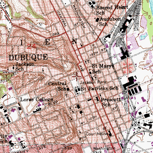 Topographic Map of First Presbyterian Church, IA