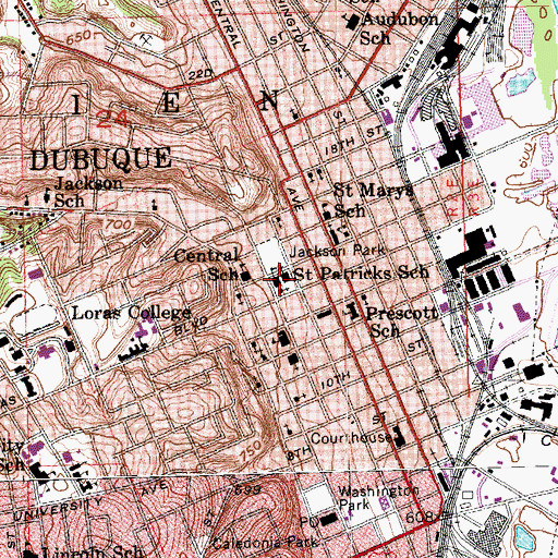 Topographic Map of Saint Johns Episcopal Church, IA