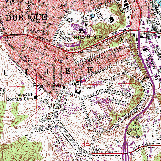 Topographic Map of Saint Columbkille School, IA
