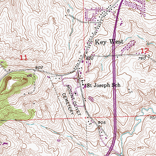 Topographic Map of Saint Joseph Church, IA