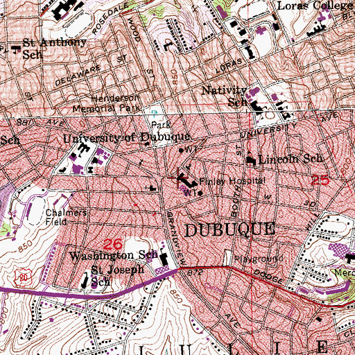 Topographic Map of Dubuque Family Practice Center, IA