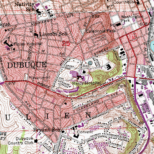 Topographic Map of Dubuque Emergency Physicians Center, IA