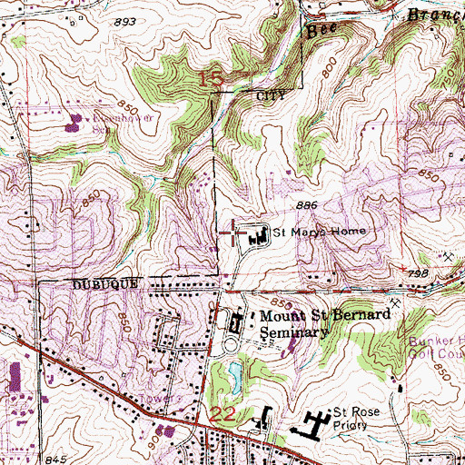 Topographic Map of Dubuque Nursing and Rehabilitation Center, IA