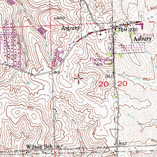 Topographic Map of Asbury Community Fire Department, IA