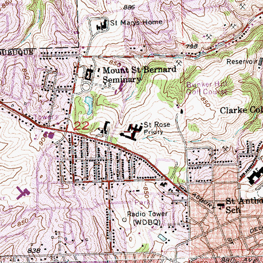 Topographic Map of Emmaus Bible College, IA