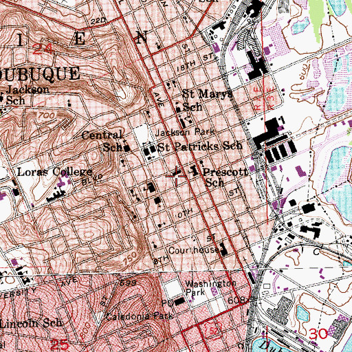 Topographic Map of Dubuque City Hall, IA