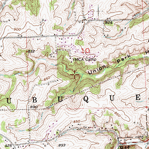 Topographic Map of Dubuque Arboretum and Botanical Gardens, IA