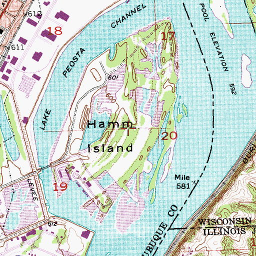 Topographic Map of McAleece Park and Recreation Complex, IA