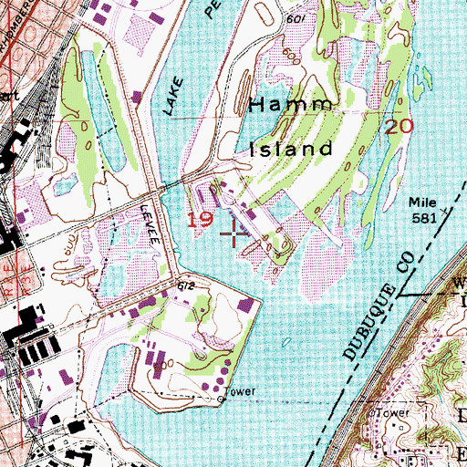 Topographic Map of Dubuque Yacht Basin, IA