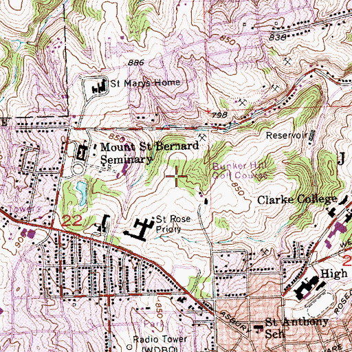 Topographic Map of Bunker Hill Golf Course, IA