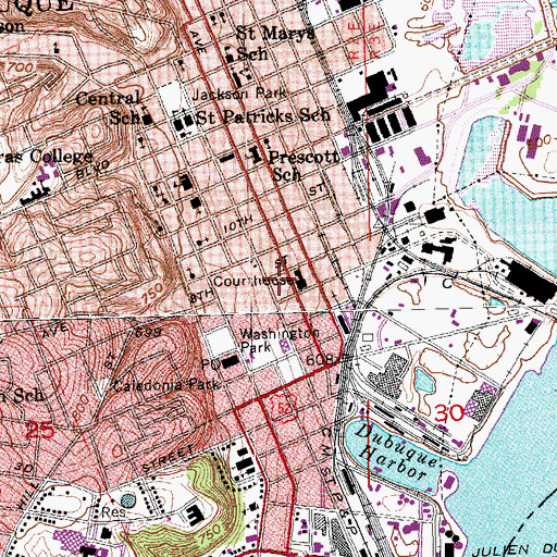 Topographic Map of Dubuque Police Department, IA