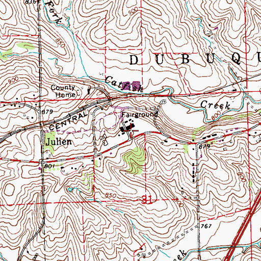 Topographic Map of Dubuque County Fairgrounds, IA