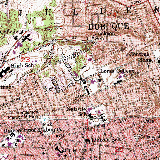 Topographic Map of Hennessy Hall, IA
