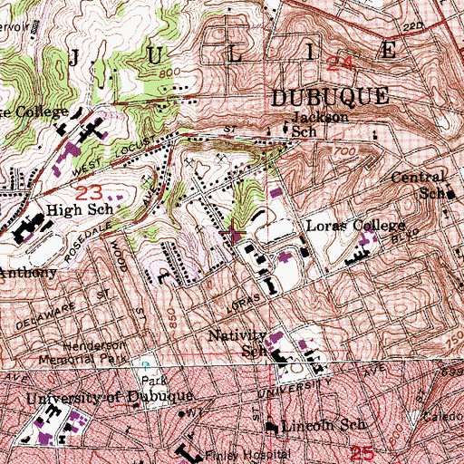 Topographic Map of Saint Joseph Hall of Science, IA