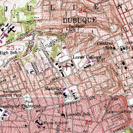 Topographic Map of Wahlert Memorial Library, IA