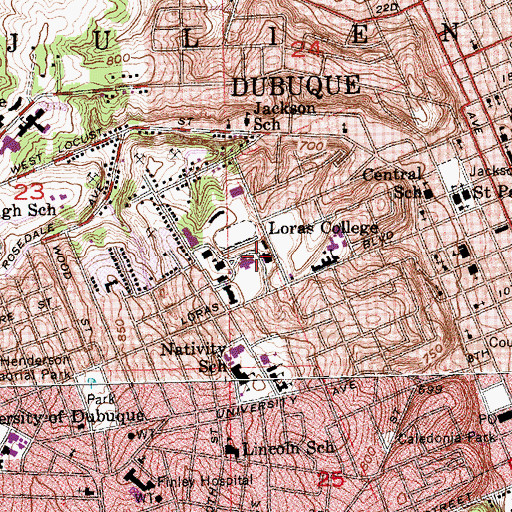 Topographic Map of Alumni Campus Center, IA