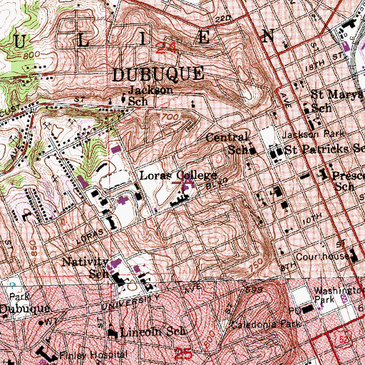 Topographic Map of Beckman Hall, IA
