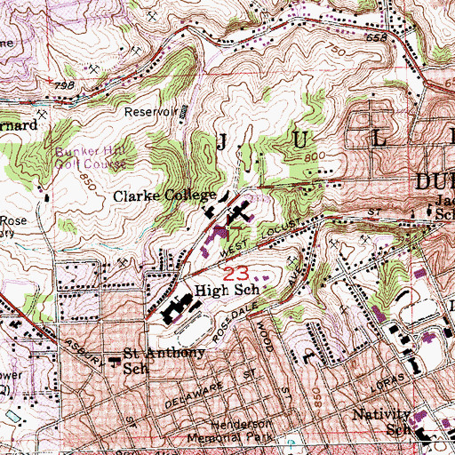 Topographic Map of Nicholas J Schrup Library, IA