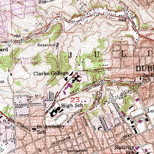 Topographic Map of Eliza Kelly Hall, IA
