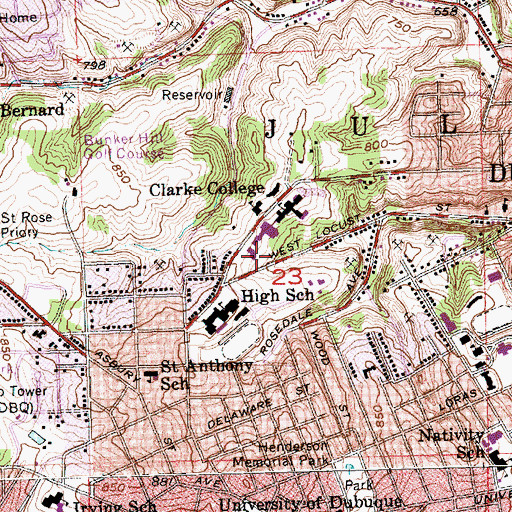 Topographic Map of Mary Benedict Hall, IA