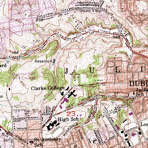 Topographic Map of R C Wahlert Sports Complex, IA