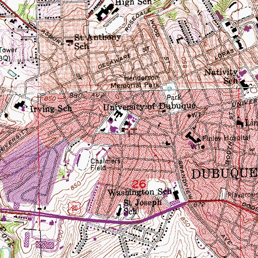 Topographic Map of Aitchison Residence Hall, IA