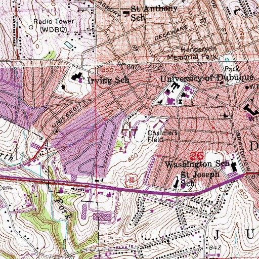 Topographic Map of Chlapaty Sports Complex, IA
