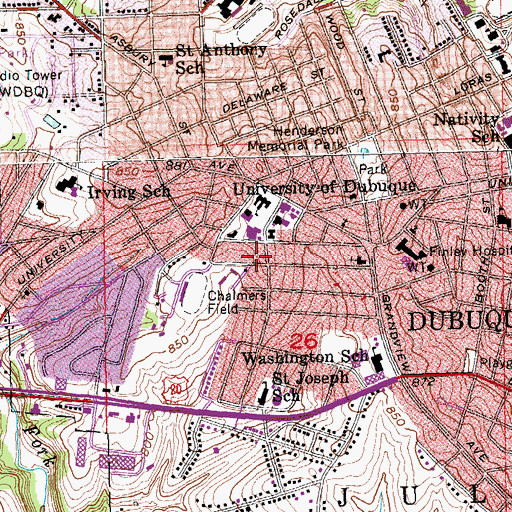 Topographic Map of Donnell Residence Hall, IA