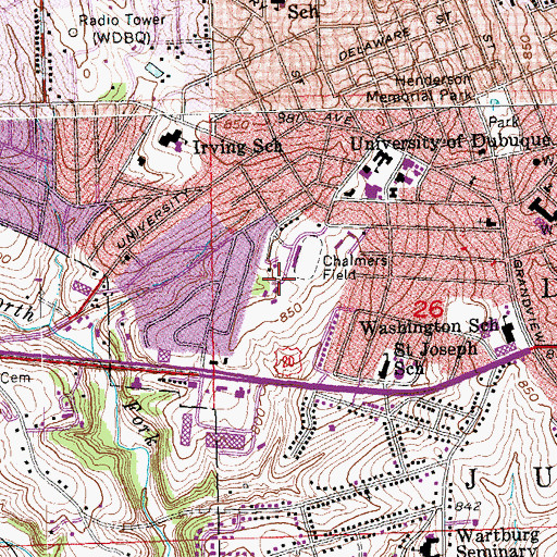 Topographic Map of Maintenance and Custodial Offices, IA