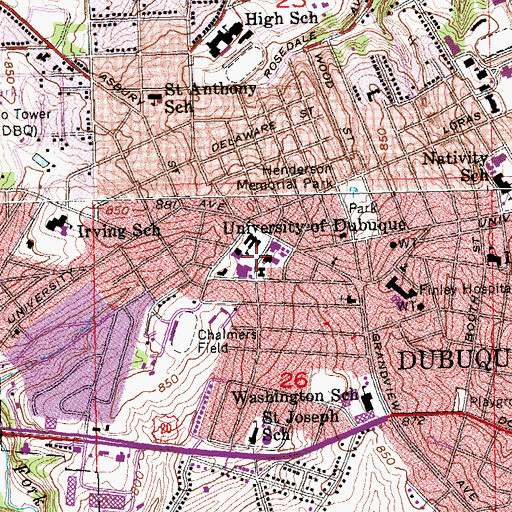 Topographic Map of Peters Commons, IA