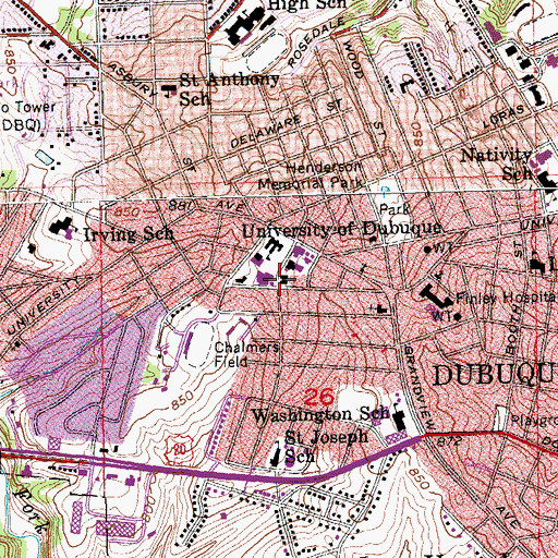 Topographic Map of Severance Hall, IA