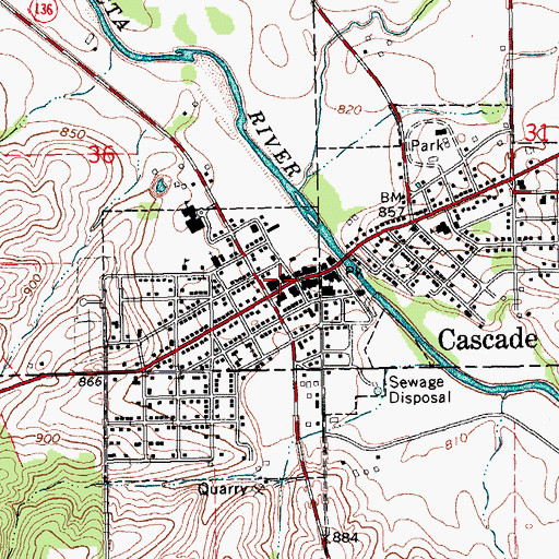 Topographic Map of Cascade Police Department, IA