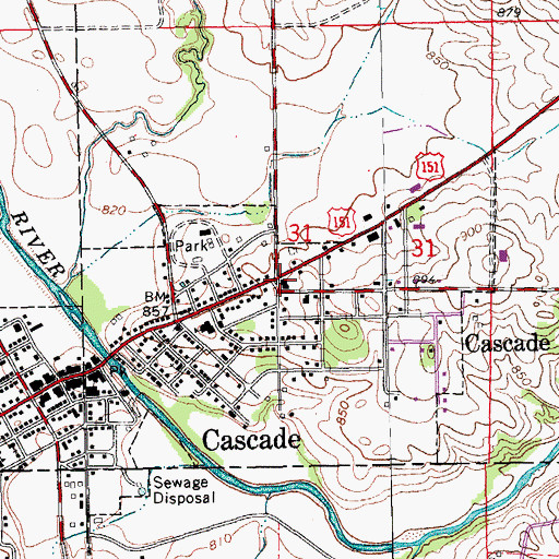 Topographic Map of Cascade Fire Department, IA