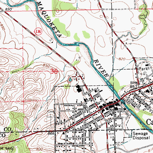 Topographic Map of Shady Rest Care Center, IA