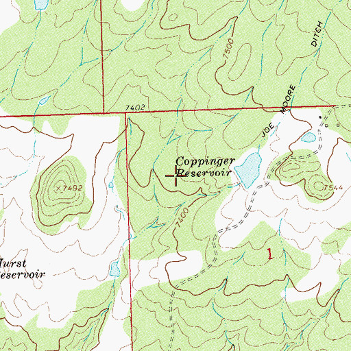 Topographic Map of Coppinger Number 1 Dam, CO