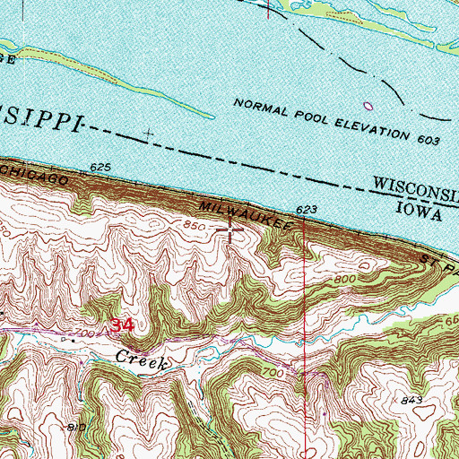 Topographic Map of Finleys Landing Park, IA