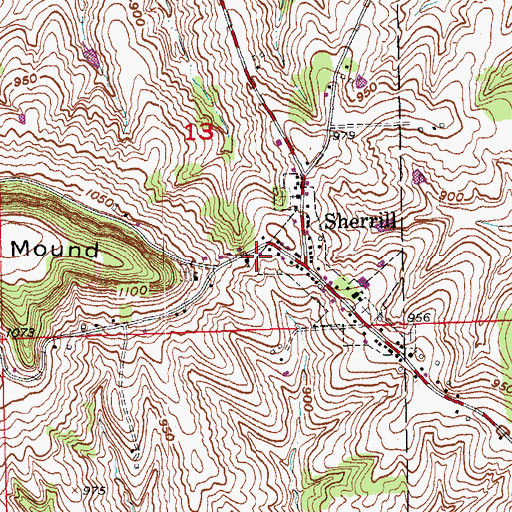 Topographic Map of Sherrill Emergency Services, IA