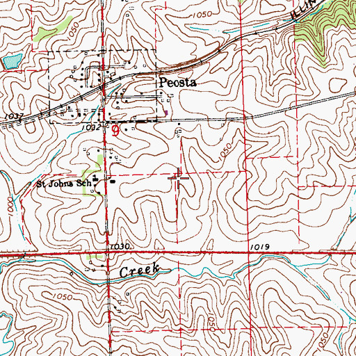 Topographic Map of Northeast Iowa Community College Peosta Campus, IA