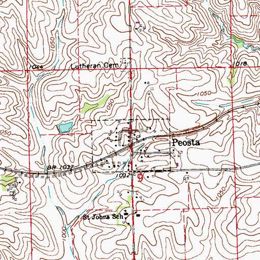 Topographic Map of Peosta Post Office, IA