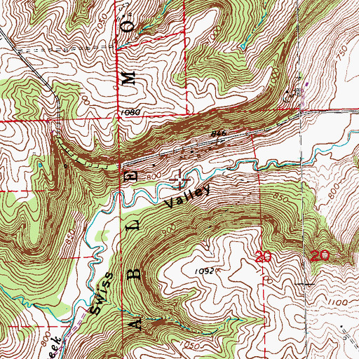 Topographic Map of Swiss Valley Park, IA