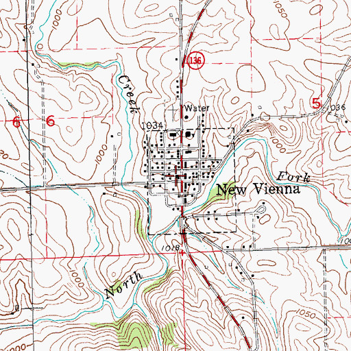Topographic Map of New Vienna - Luxemburg Fire Department, IA