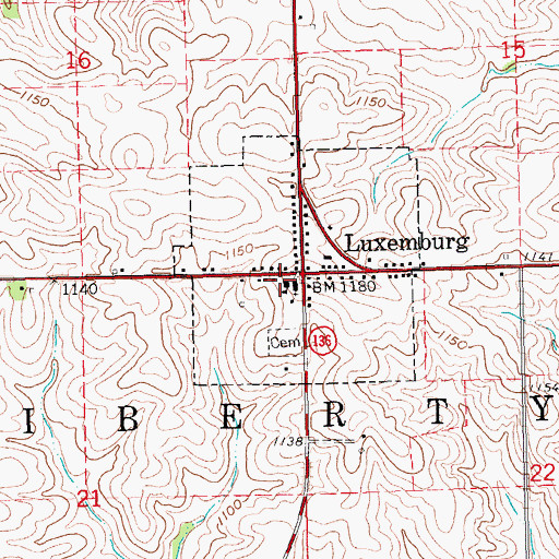 Topographic Map of La Salle Catholic School - Luxemburg Center, IA