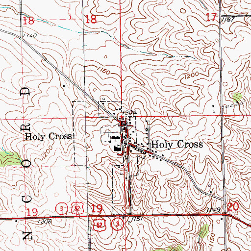 Topographic Map of Holy Cross Library, IA