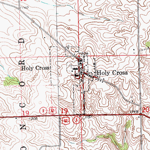 Topographic Map of La Salle Catholic School - Holy Cross Center, IA