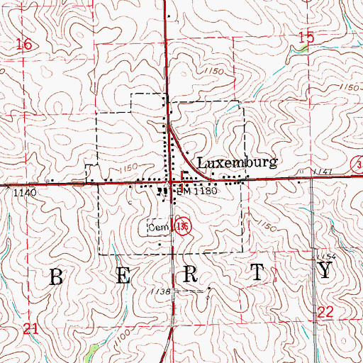 Topographic Map of Luxwmburg Post Office, IA