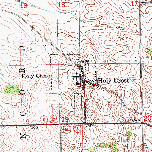 Topographic Map of Holy Cross Church, IA