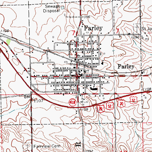 Topographic Map of Farley Racetrack, IA
