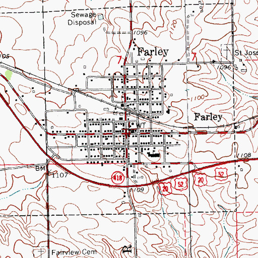 Topographic Map of Dubuque County Library, IA