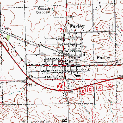 Topographic Map of Farley Post Office, IA
