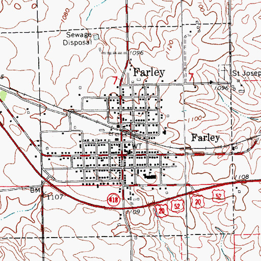 Topographic Map of Farley, IA